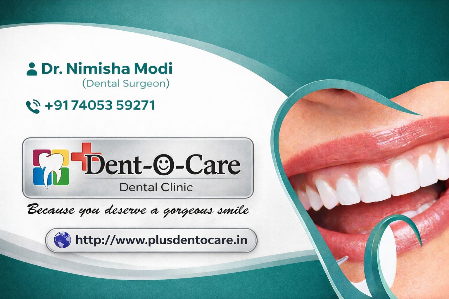 Dr. Nimisha Modi Business Card Best Dentist in Surat - Dr. Nimisha Modi Business Card at Dentocare